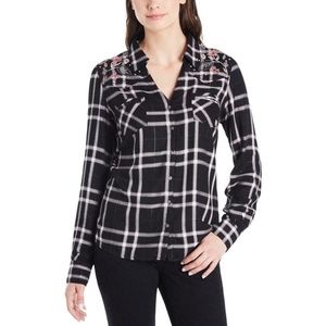 NWT Vintage America Black Plaid shirt top XS